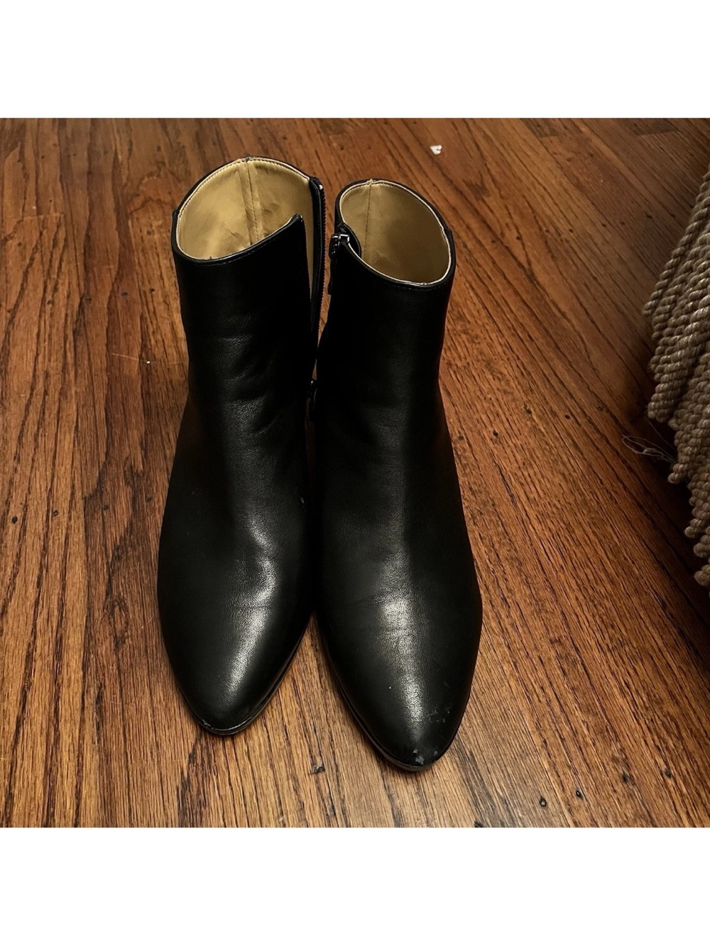 J. Crew Black Pointed Leather Ankle Booties